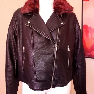 Ashley Stewart faux leather fur plus size jacket
